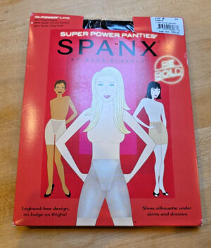 Spanx Super Power Panties Size B Black Mid Thigh Shaper Tummy Control NWT NIP